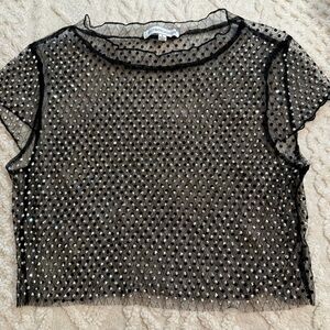 Hot & Delicious Black Mesh Rhinestone Crop Top